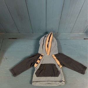 Tommy Bahama Gray and Tan Striped Hooded Baby Jacket | Baby Boy 0-3 Months